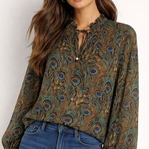 SMYM | $148 Peacock Button-Up Blouse